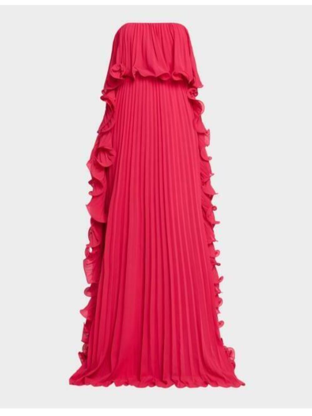 Ruffle-Adorned Pleated Gown by Badgley Mischka